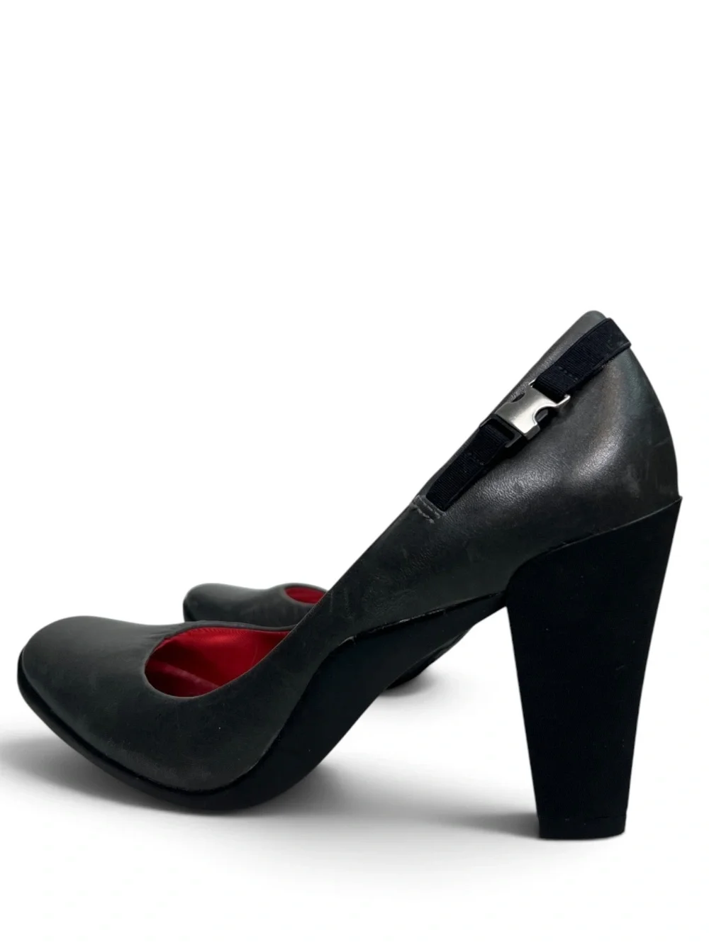 Kenneth Cole Reaction Hyperactive Black Leather Pumps Heels Size 7